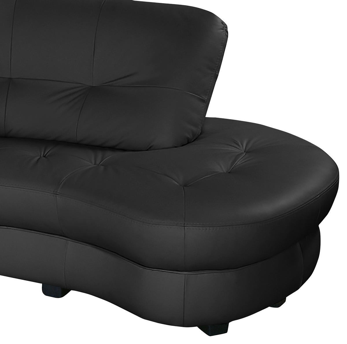 ECKSOFA Schwarz Echtleder Lederlook  - Schwarz, Design, Leder/Kunststoff (300/113cm) - Livetastic