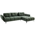 ECKSOFA Grün Mikrofaser  - Schwarz/Grün, KONVENTIONELL, Textil/Metall (313/215cm) - Hom`in