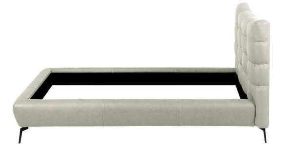 POLSTERBETT 180/200 cm,  in Creme, gepolstertes Kopfteil,  - Creme/Schwarz, Design, Leder/Metall (180/200cm) - Esposa