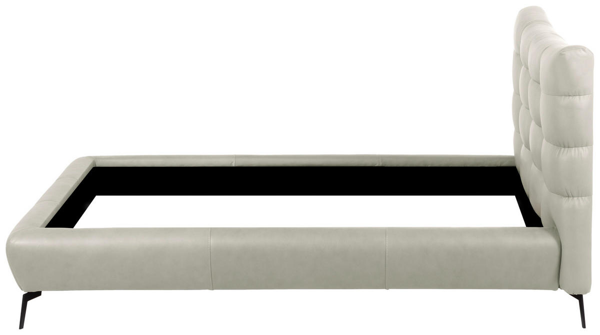 POLSTERBETT gepolstertes Kopfteil Creme 180/200 cm  - Creme/Schwarz, Design, Leder/Metall (180/200cm) - Esposa