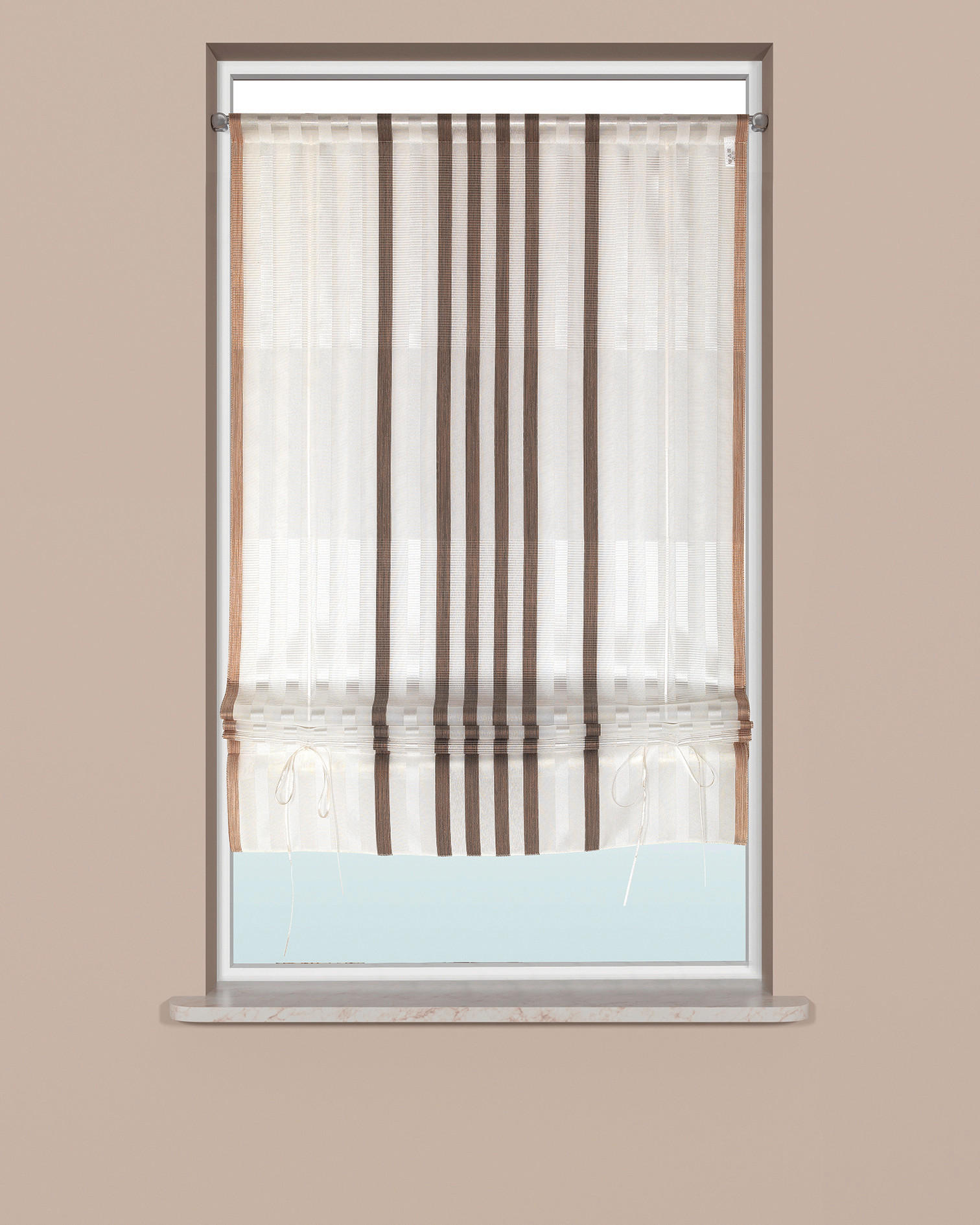 BÄNDCHENROLLO  halbtransparent  100/135 cm    - Braun/Weiß, KONVENTIONELL, Textil (100/135cm)