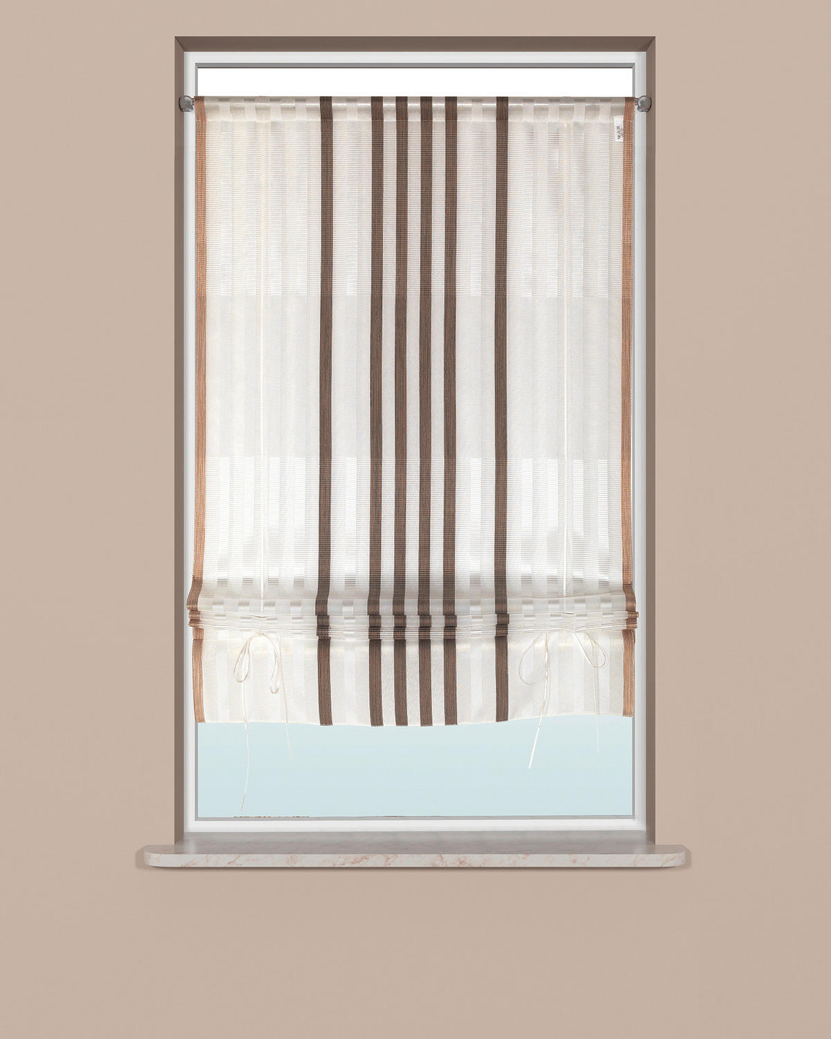 BÄNDCHENROLLO  halbtransparent  60/135 cm    - Braun/Weiß, KONVENTIONELL, Textil (60/135cm)