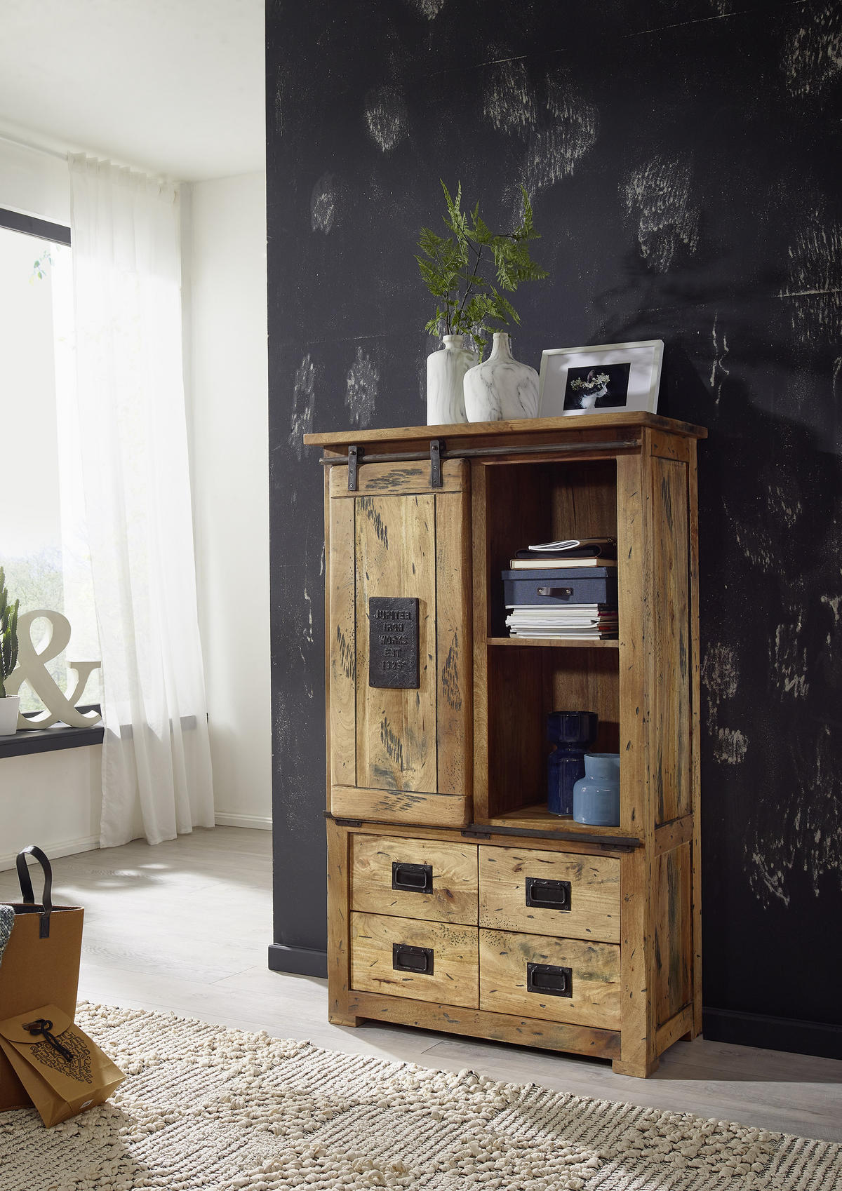 HIGHBOARD  in 90/150/45 cm  - Naturfarben, Konventionell, Holz/Metall (90/150/45cm) - Livetastic