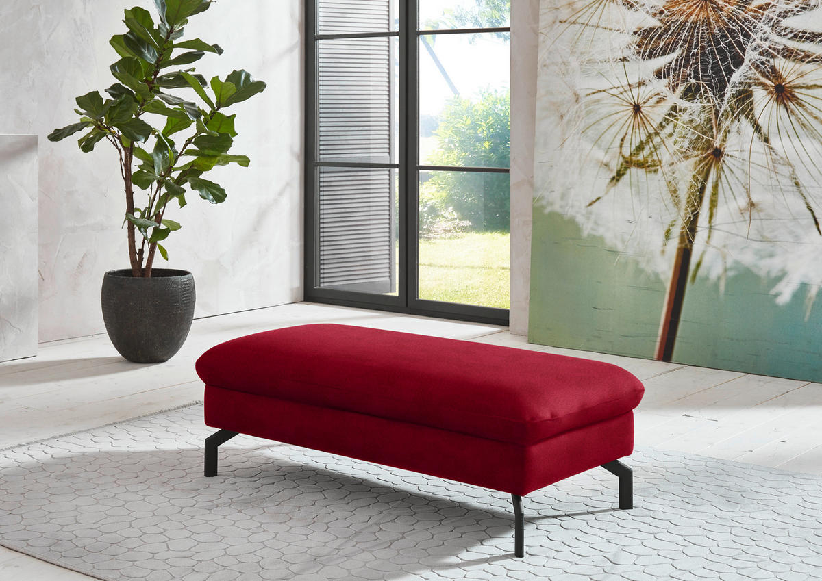 ECKSOFA in Velours Rot  - Rot/Schwarz, Design, Textil/Metall (179/306cm) - Beldomo System