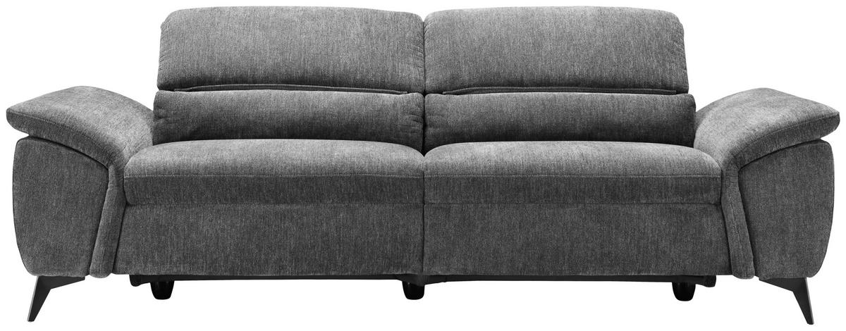 2-SITZER-SOFA in Mikrofaser Dunkelgrau  - Dunkelgrau/Schwarz, Design, Textil/Metall (222cm) - Livetastic