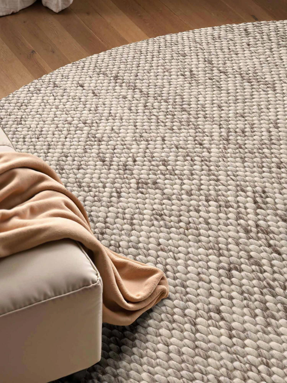 WOLLTEPPICH 160 cm Lyon Braun, Creme rund  - Creme/Braun, Basics, Textil (160cm) - Elle Decoration