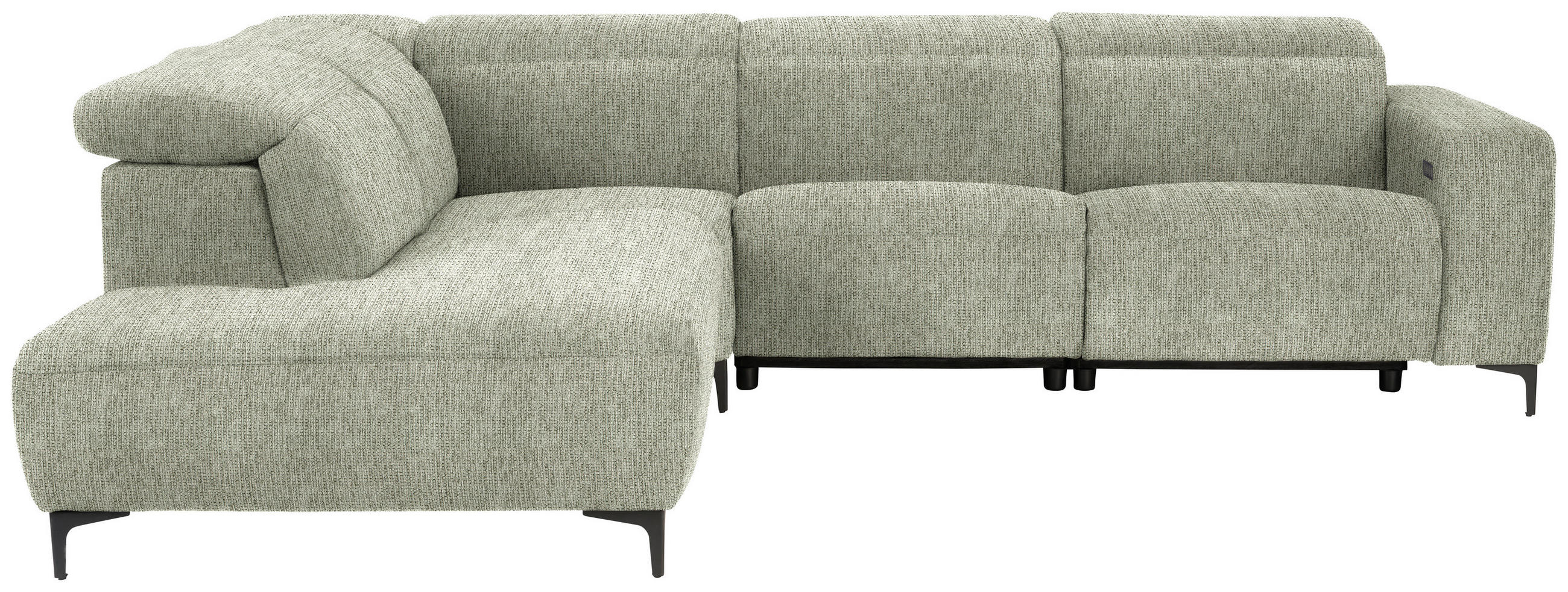 ECKSOFA Olivgrün Flachgewebe  - Schwarz/Olivgrün, Design, Textil/Metall (238/290cm) - Pure Home Lifestyle