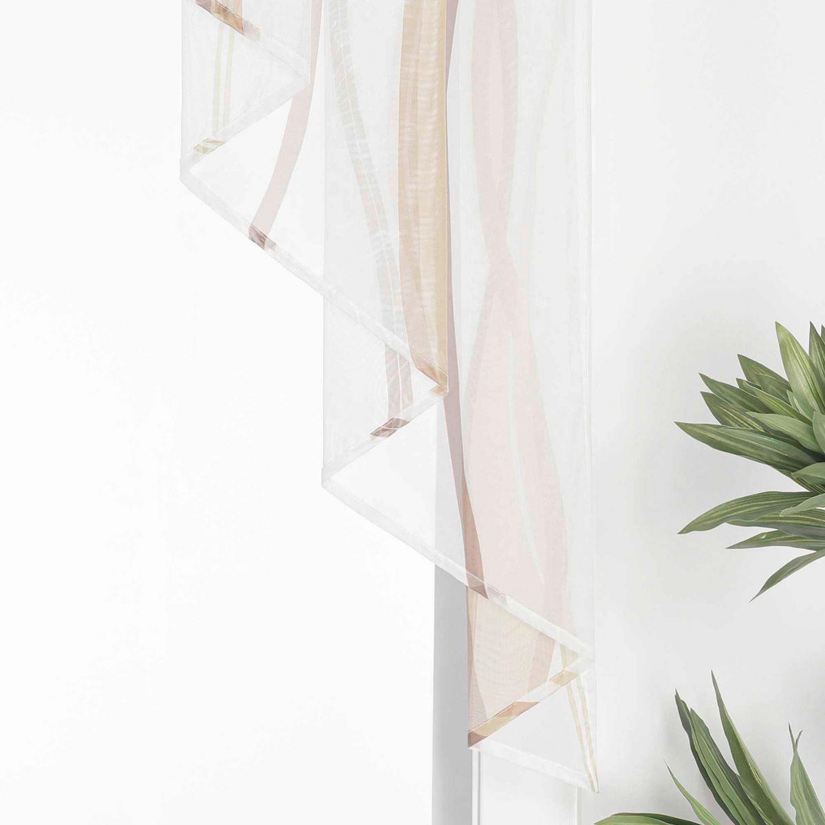 KURZGARDINE   120/125 cm   - Sandfarben/Weiß, Basics, Textil (120/125cm)