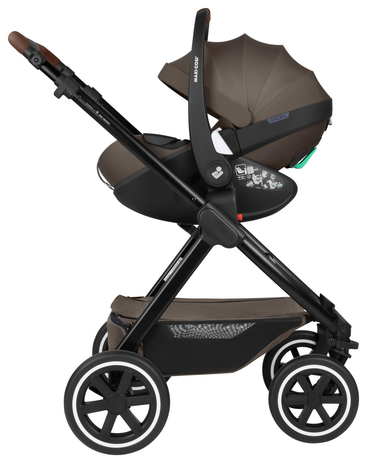 KINDERWAGENSET Samba 2 All in One Set Maxi Cosi  - Schwarz/Cappuccino, Basics, Textil/Metall (88/60/108cm) - ABC Design