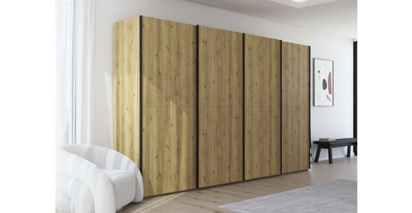 SCHWEBETÜRENSCHRANK 360/223/68 cm 4-türig Eichefarben  - Eichefarben/Schwarz, Design, Holz/Holzwerkstoff (360/223/68cm) - Novel