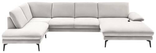 WOHNLANDSCHAFT Creme, Naturfarben Webstoff  - Creme/Schwarz, Design, Textil/Metall (208/344/180cm) - Dieter Knoll