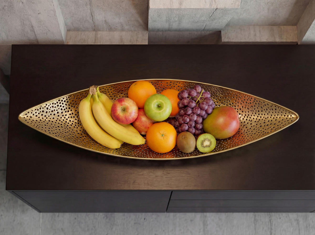 OBSTSCHALE  - Goldfarben, Design, Metall (60/9/16cm) - Livetastic