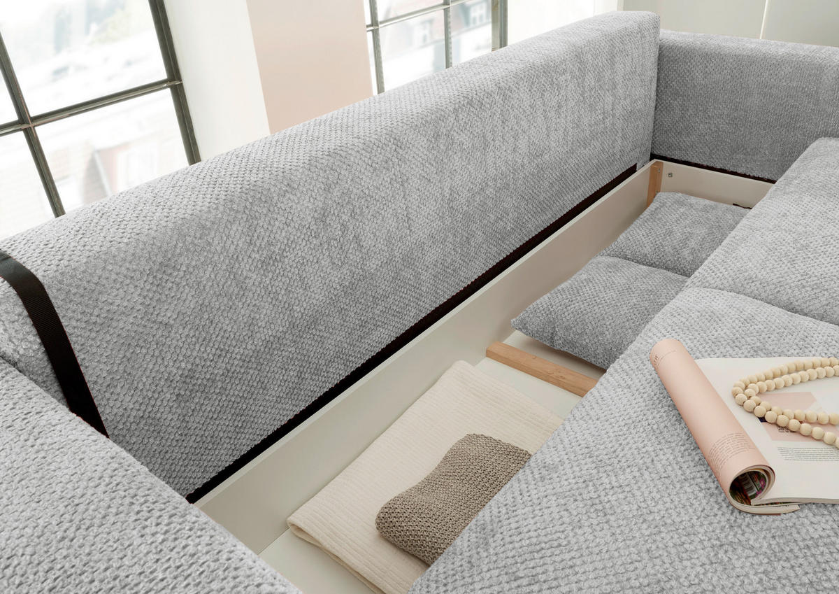 SCHLAFSOFA Mikrovelours Grau  - Schwarz/Grau, KONVENTIONELL, Kunststoff/Textil (235/88/120cm) - MID.YOU