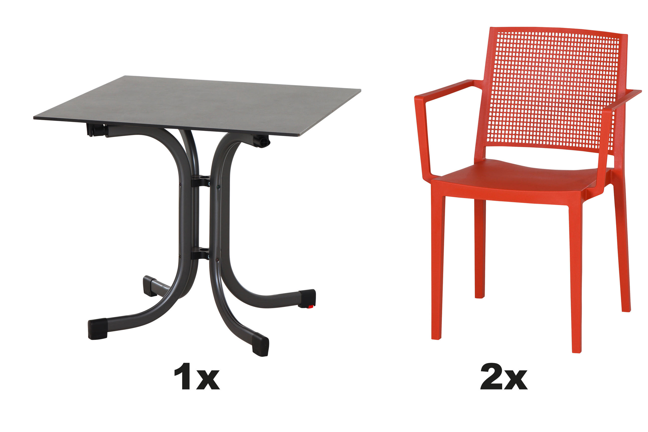 GARTENGARNITUR 3-teilig Stahl  - Rot, Basics, Kunststoff/Metall (80/80/80cm) - Siena Garden