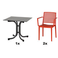 GARTENGARNITUR 3-teilig  - Rot, Basics, Holzwerkstoff/Kunststoff (80/80/80cm) - Siena Garden