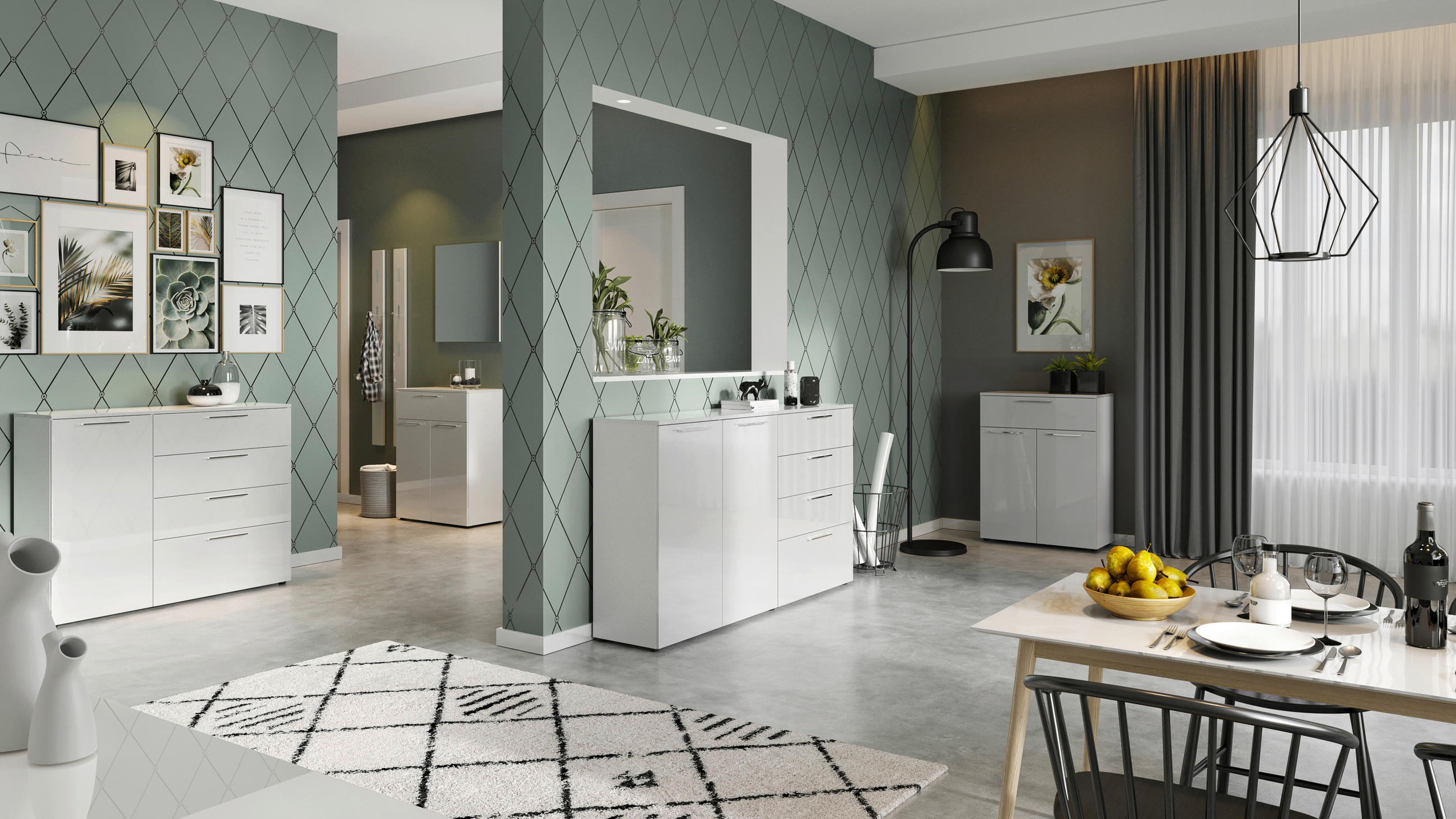 Thumbnail - Germania Wandspiegel, Weiß, Glas, rechteckig, 74x80x3 cm, senkrecht montierbar, Spiegel, Wandspiegel