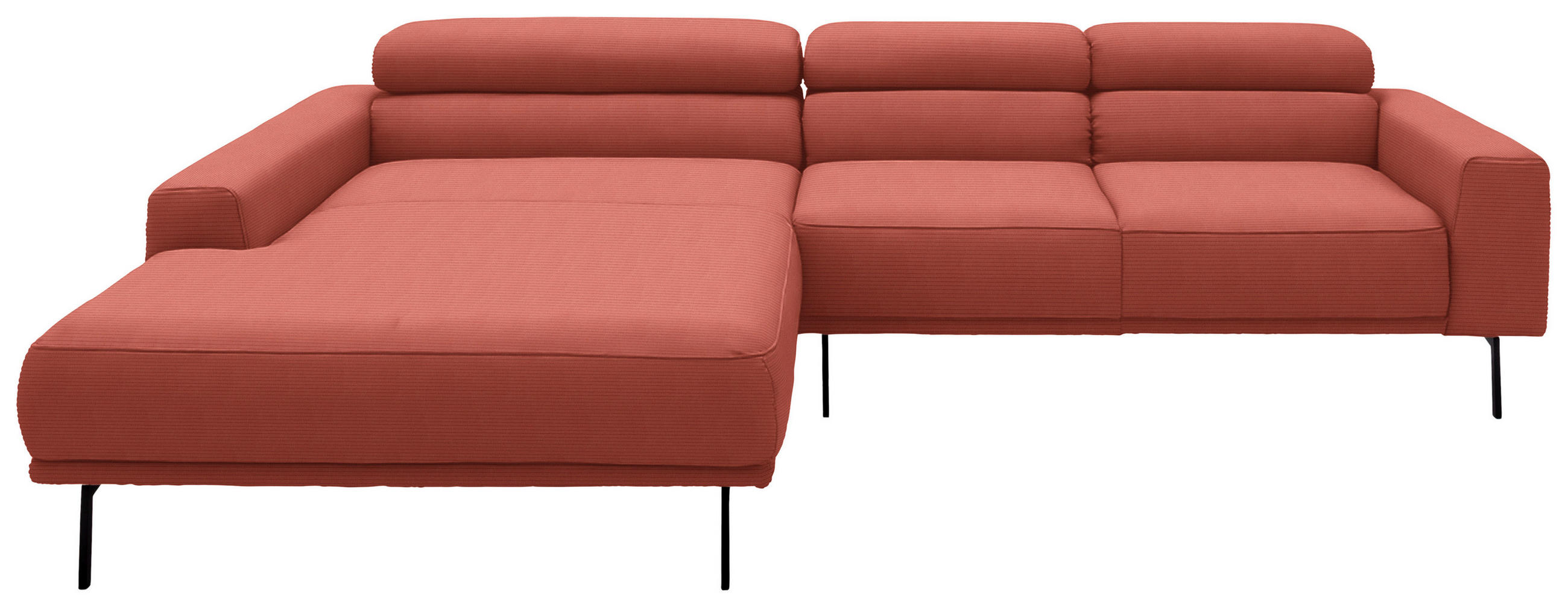 ECKSOFA  in Cord Koralle  215-217/293 cm  - Koralle/Schwarz, Design, Textil/Metall (215-217/293cm) - Schöner Wohnen