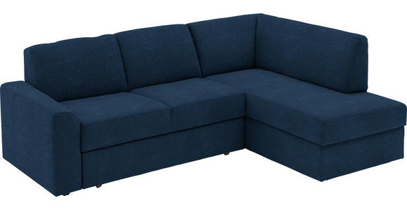 ECKSOFA in Webstoff Dunkelblau  - Schwarz/Dunkelblau, KONVENTIONELL, Kunststoff/Textil (224/165cm) - Xora