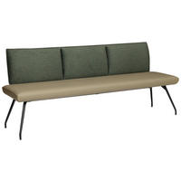 SITZBANK 230/88/62 cm Lederlook, Mikrofaser Olivgrün, Khaki Metall  - Khaki/Schwarz, Design, Textil/Metall (230/88/62cm) - Moderano