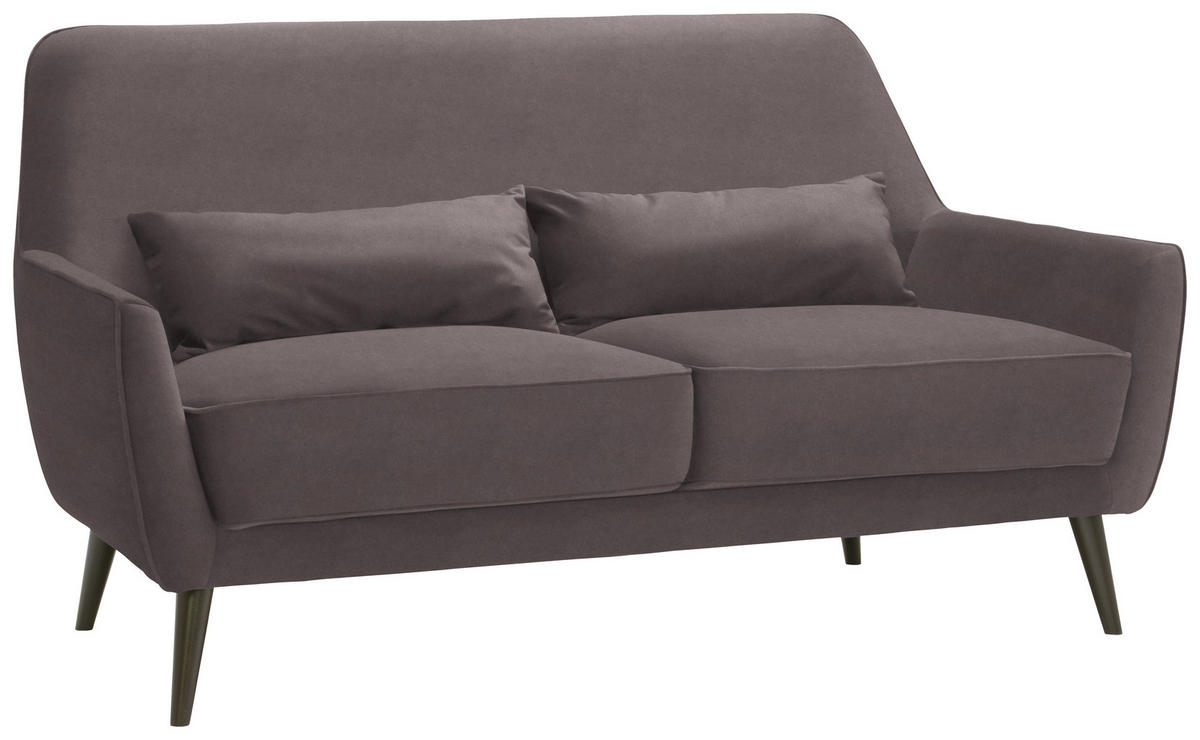 3-SITZER-SOFA in Mikrofaser Hellgrau  - Hellgrau/Schwarz, Trend, Holz/Textil (160/86/80cm) - Carryhome