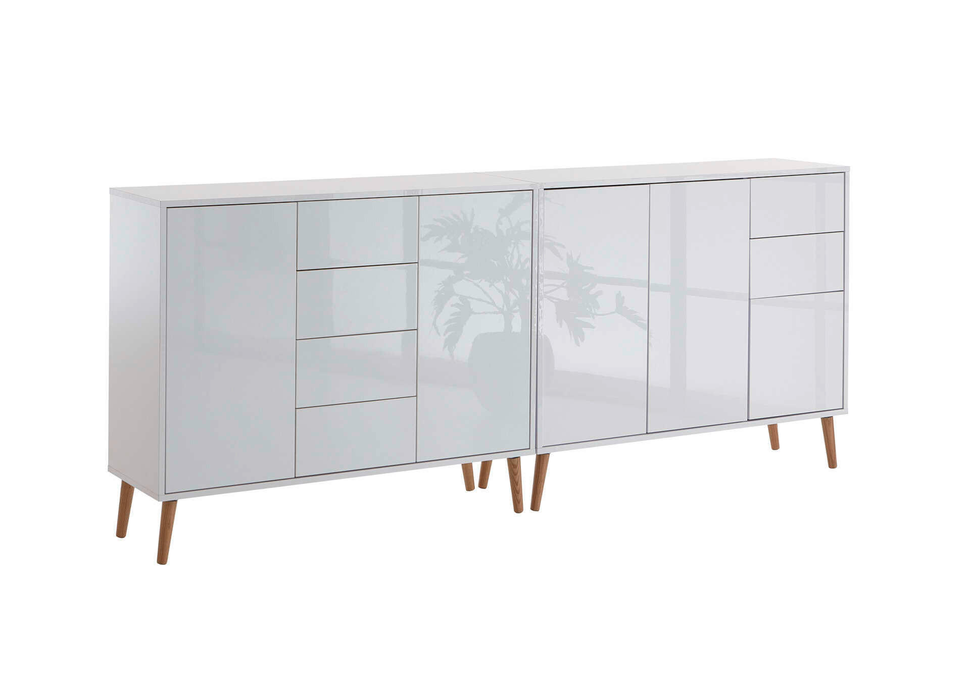 SIDEBOARD Mailand Set 13 + HF  in 211/86/33 cm  - Weiß Hochglanz/Weiß, MODERN, Holz/Holzwerkstoff (211/86/33cm) - MID.YOU