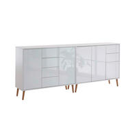 SIDEBOARD Mailand Set 13 + HF  in 211/86/33 cm  - Weiß Hochglanz/Weiß, MODERN, Holz/Holzwerkstoff (211/86/33cm) - MID.YOU