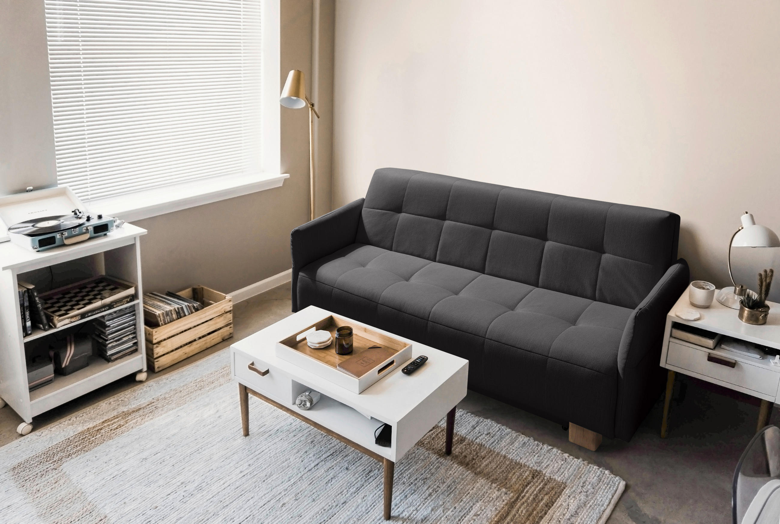 SCHLAFSOFA Anthrazit  - Anthrazit/Naturfarben, Design, Holz/Textil (165/92/102cm) - Novel