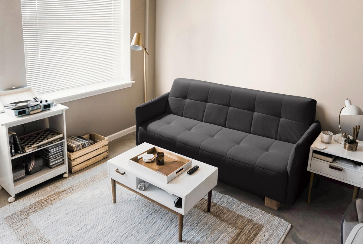 SCHLAFSOFA in Textil Anthrazit  - Anthrazit/Naturfarben, Design, Holz/Textil (165/92/102cm) - Novel