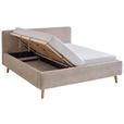 POLSTERBETT inkl. Bettkasten 160/200 cm  in Beige  - Eichefarben/Beige, Design, Holz/Textil (160/200cm) - Xora