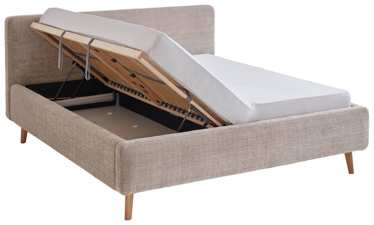 POLSTERBETT 180/200 cm  in Beige  - Eichefarben/Beige, Design, Holz/Textil (180/200cm) - Xora