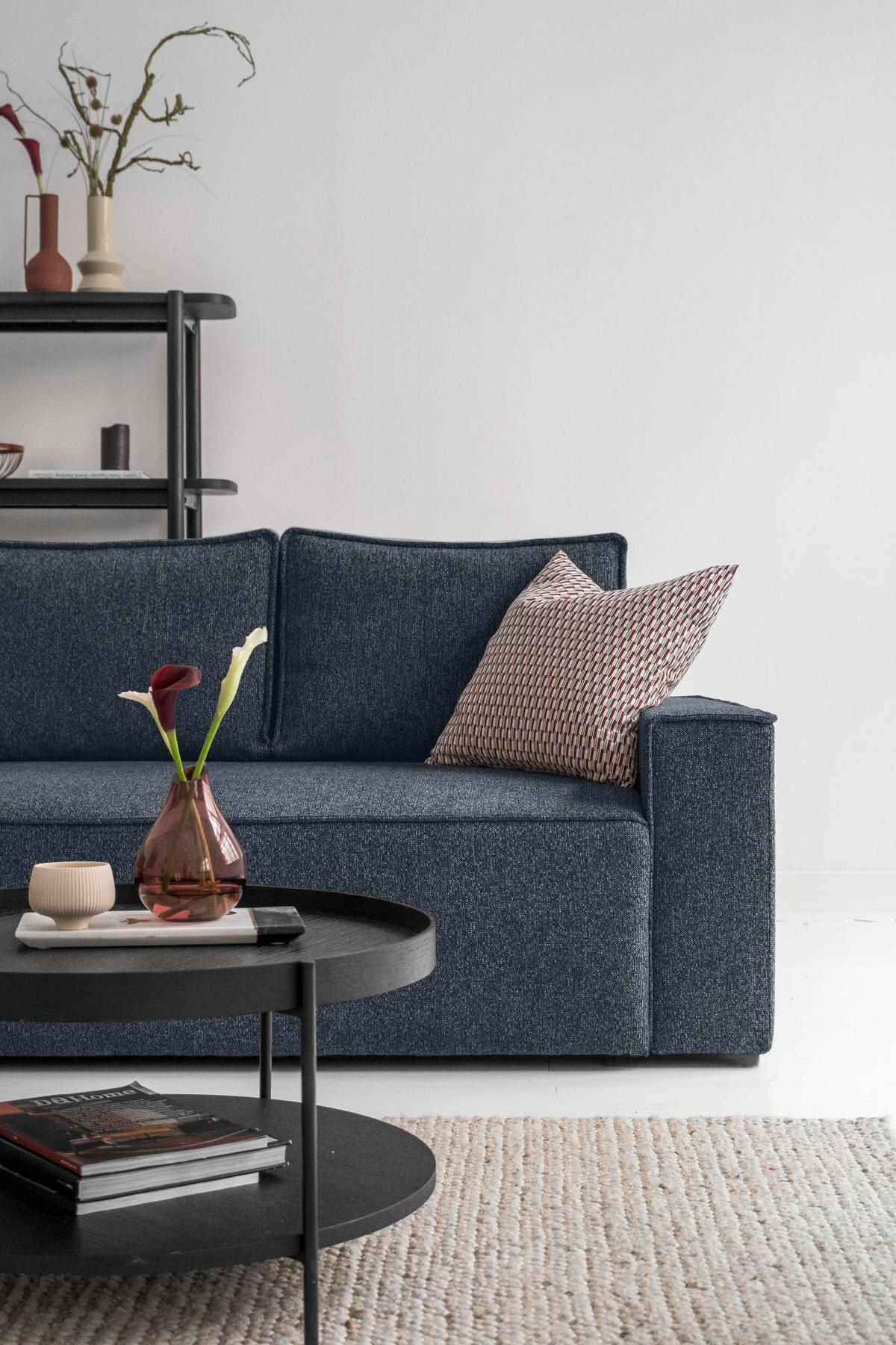 KUTNA GARNITURA tekstil  tamno plava   - bijela/siva, Design, tekstil/plastika (250/156cm) - MID.YOU