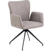 STOLICA S NASLONOM ZA RUKE  sivo-smeđa  tekstil      - sivo-smeđa/crna, Moderno, tekstil/metal (57,5/86/61,5cm) - MID.YOU