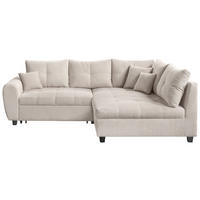 ECKSOFA Creme Plüsch  - Creme/Schwarz, KONVENTIONELL, Kunststoff/Textil (249/175cm) - Carryhome