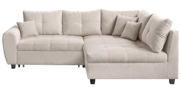 ECKSOFA  in Plüsch Creme  - Creme/Schwarz, KONVENTIONELL, Kunststoff/Textil (249/175cm) - Carryhome