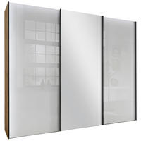 SCHWEBETÜRENSCHRANK in Weiss, Eiche Bianco  - Schieferfarben/Weiss, Konventionell, Glas/Holzwerkstoff (250/236/67cm) - Dieter Knoll