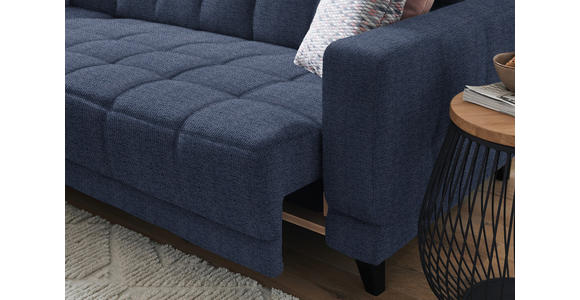 ECKSOFA in Webstoff Dunkelblau 216/302 cm - Schwarz/Dunkelblau, Design, Holz/Textil (216/302cm) - Xora