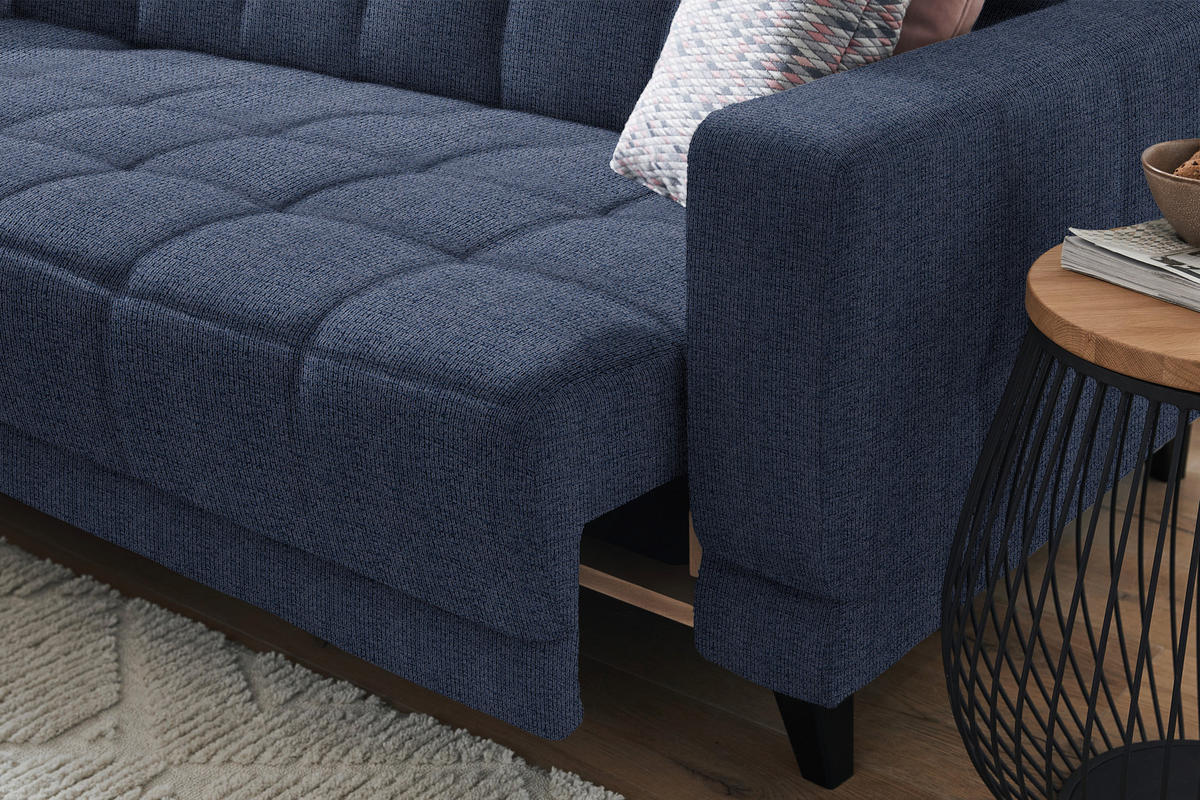 ECKSOFA in Webstoff Dunkelblau  - Schwarz/Dunkelblau, Design, Holz/Textil (216/302cm) - Xora