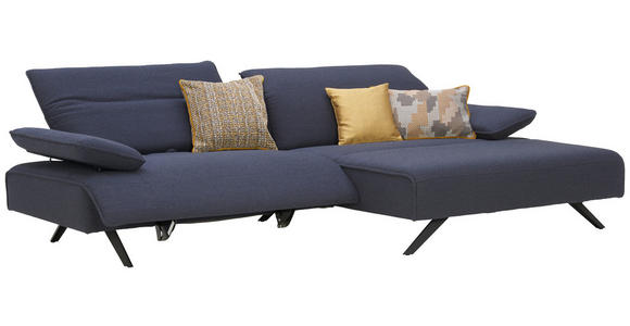 ECKSOFA in Flachgewebe Dunkelblau - Anthrazit/Dunkelblau, Design, Textil/Metall (280/165cm) - Ambiente