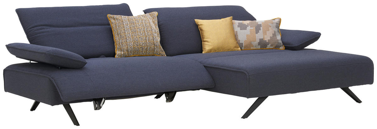 ECKSOFA in Flachgewebe Dunkelblau  - Anthrazit/Dunkelblau, Design, Textil/Metall (280/164cm) - Johann Jakob