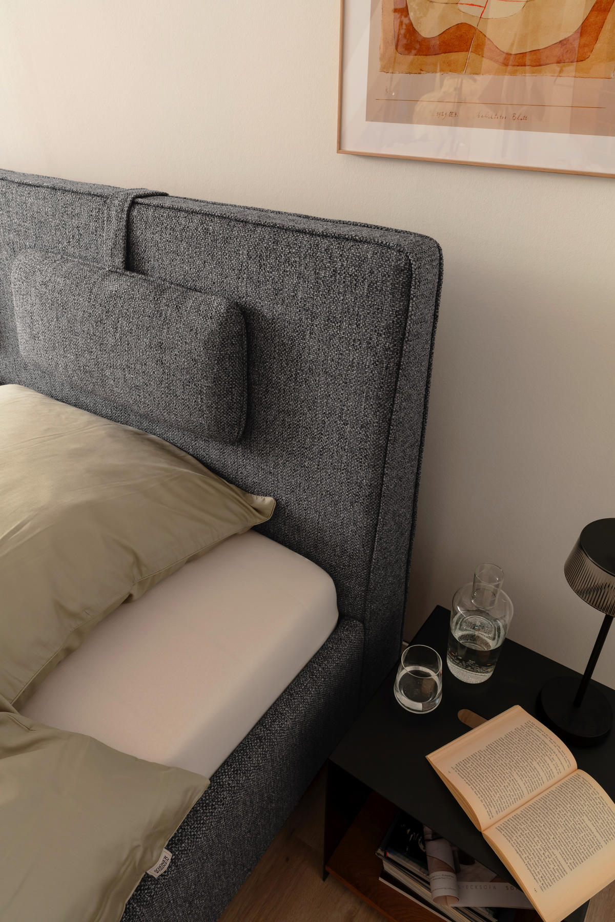 POLSTERBETT Lattenrost, Bettkasten Grau 180/200 cm  - Birkefarben/Buchefarben, Design, Holz/Textil (180/200cm) - Schöner Wohnen