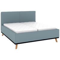 POLSTERBETT 180/200 cm,  in Blau, Matratze, Lattenrost, Bettkasten, H2 + H3 = mittel + fest  - Blau/Eichefarben, Design, Holz/Textil (180/200cm) - Musterring