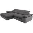 ECKSOFA in Mikrofaser Dunkelgrau  - Chromfarben/Dunkelgrau, Design, Textil/Metall (180/265cm) - Carryhome