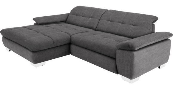 ECKSOFA in Mikrofaser Dunkelgrau  - Chromfarben/Dunkelgrau, Design, Textil/Metall (180/265cm) - Carryhome