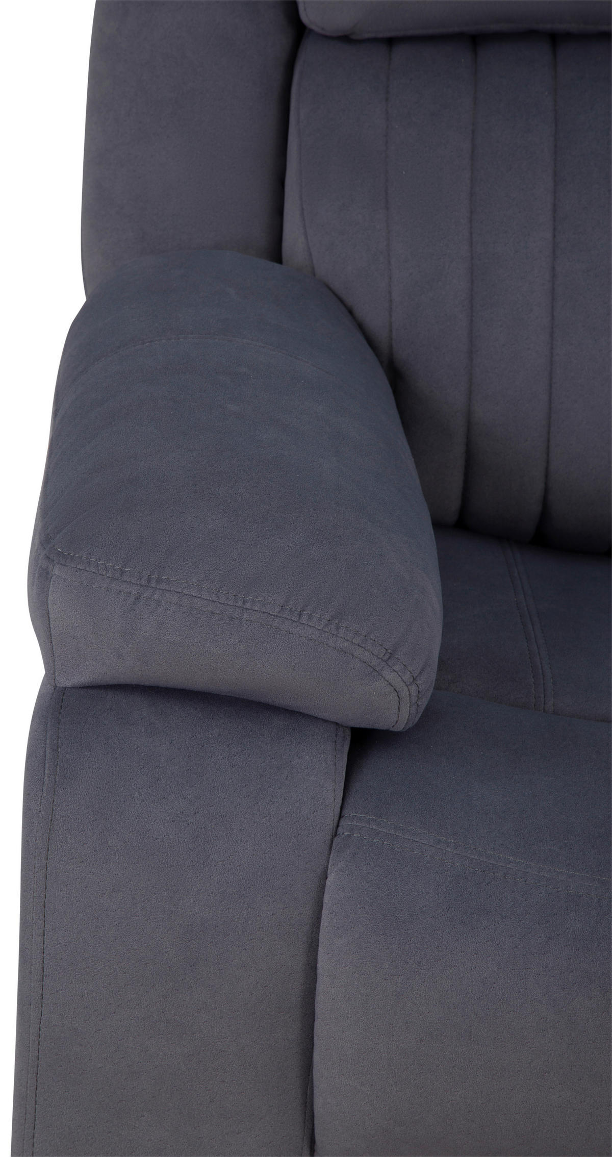 HEIMKINO-SOFA Velours Grau  - Grau, KONVENTIONELL, Textil/Metall (186/102/99cm) - MID.YOU