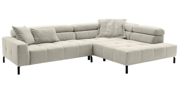 ECKSOFA Naturfarben Cord - Schwarz/Naturfarben, KONVENTIONELL, Textil/Metall (311/219cm) - Hom`in
