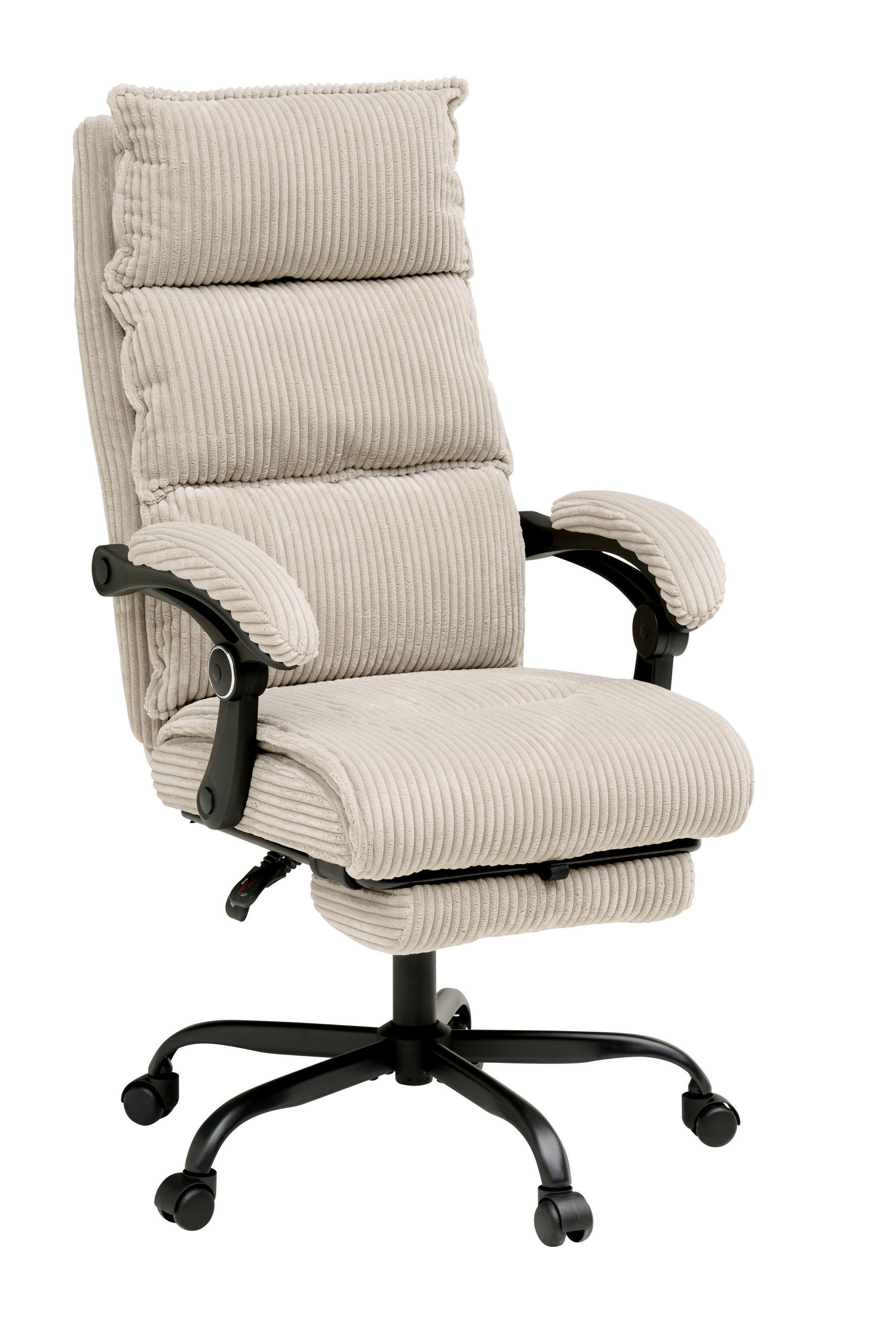 DREHSTUHL  in Cord Beige  - Beige/Schwarz, MODERN, Holz/Kunststoff (65/116/124/65cm) - MID.YOU