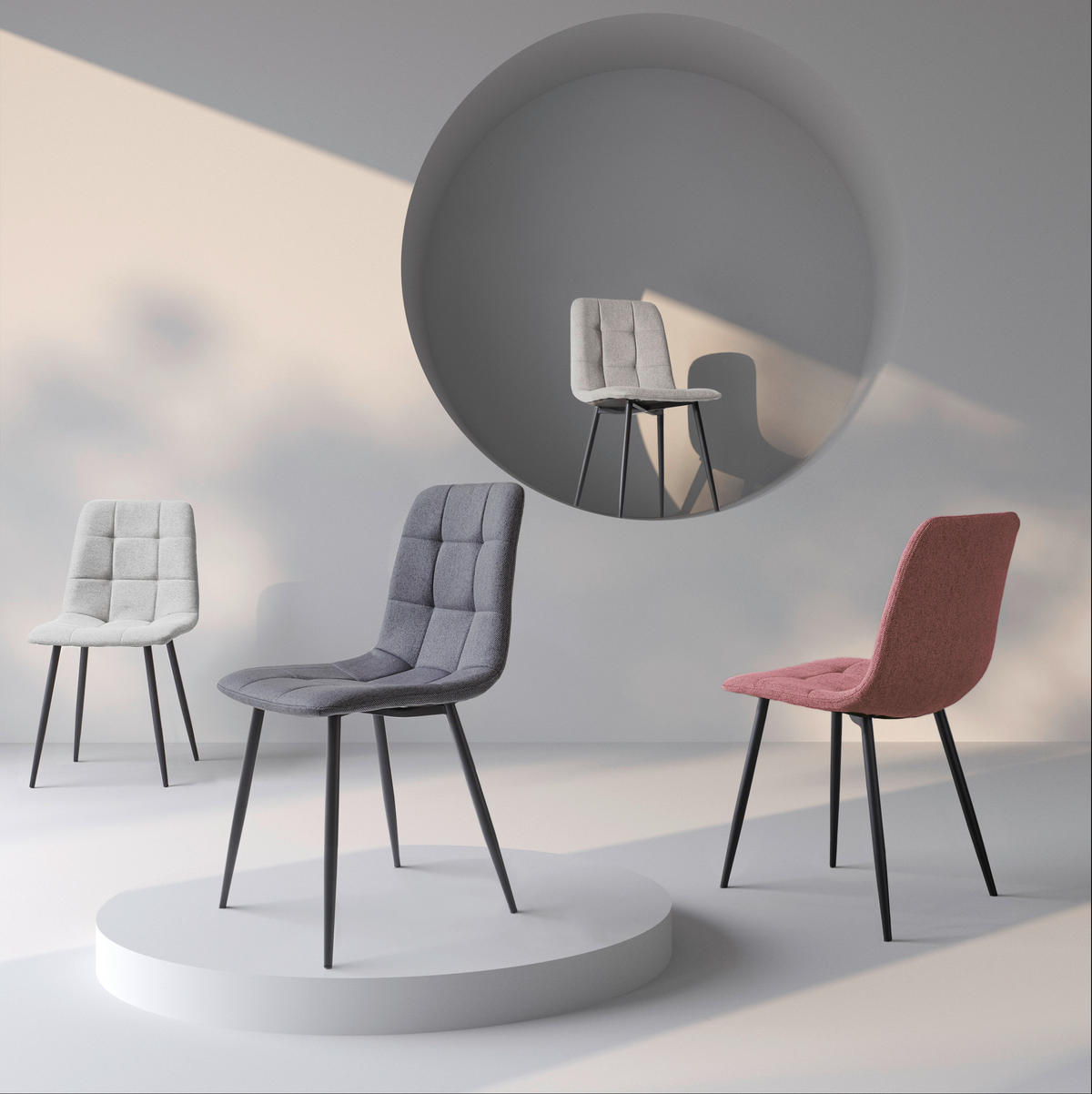 STOLICA  siva, crna  metal, tekstil      - siva/crna, Design, metal/tekstil (45/86.5/55cm) - Stylife