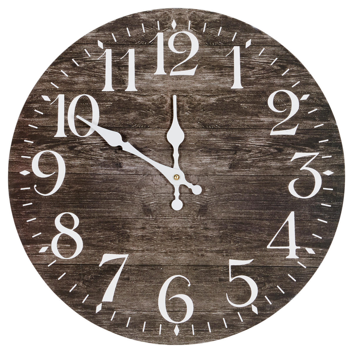 NÁSTĚNNÉ HODINY, bílá, tmavě hnědá, 33,8 cm - bílá/tmavě hnědá, Basics, dřevo/papír (33,8cm) - Ambia Home