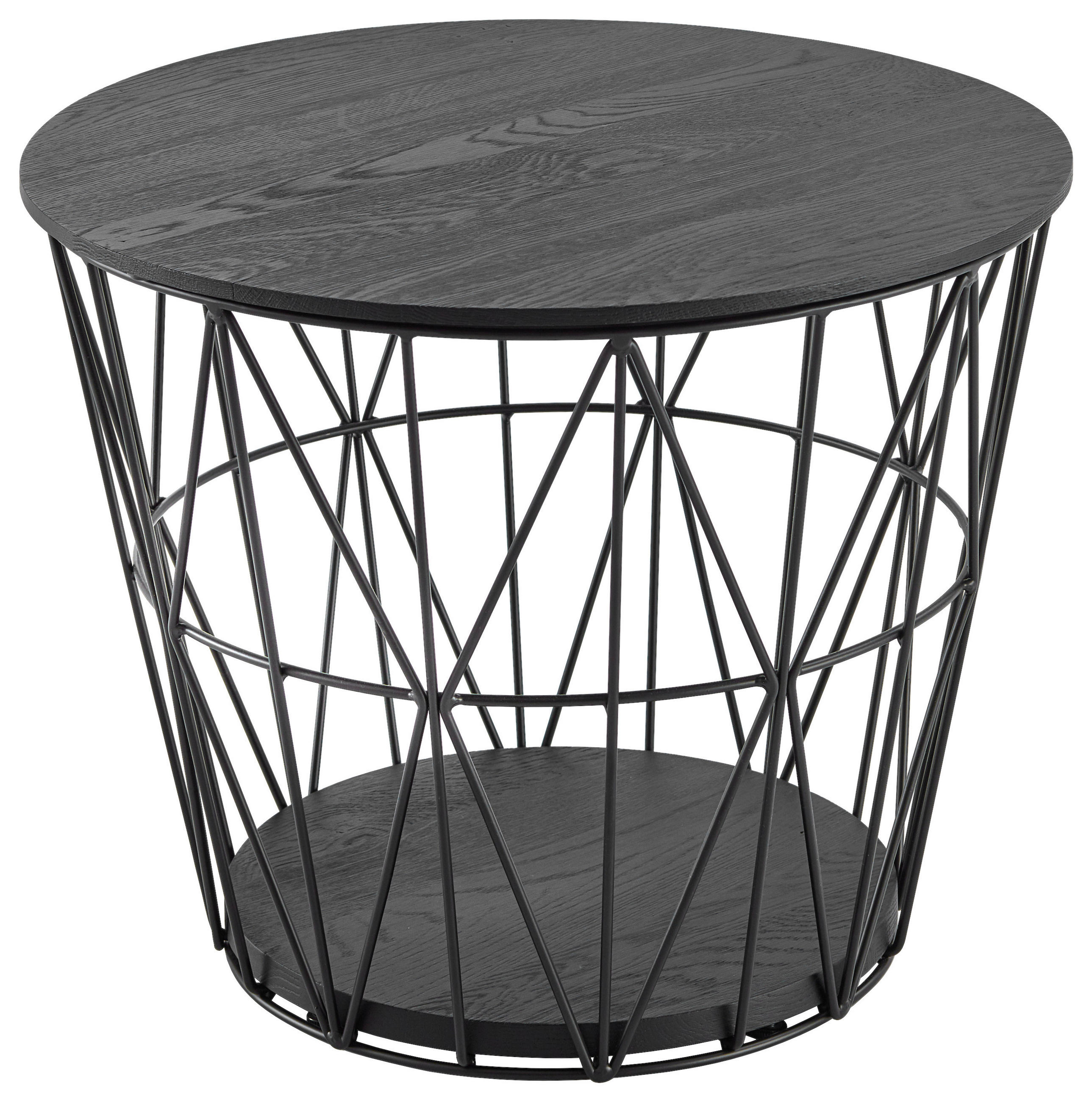 COUCHTISCH Kernesche vollmassiv 62/62/46 cm rund Anthrazit  - Anthrazit, Design, Holz/Metall (62/62/46cm)