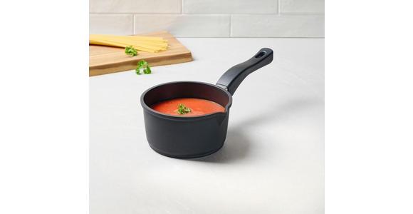 STIELKASSEROLLE Turin 1,1 L  - Edelstahlfarben/Schwarz, KONVENTIONELL, Kunststoff/Metall (16/8,5cm) - Homeware Profession.